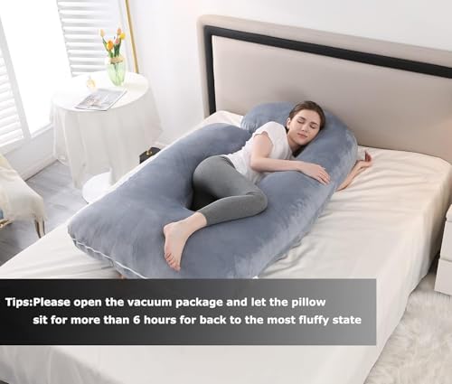 Image of Pregnancy Pillows for Women Sleeping U Shaped Full Body Maternity Pillow with Removable Cover Maternity Support - for Back, HIPS, Legs, Belly for Pregnant Women