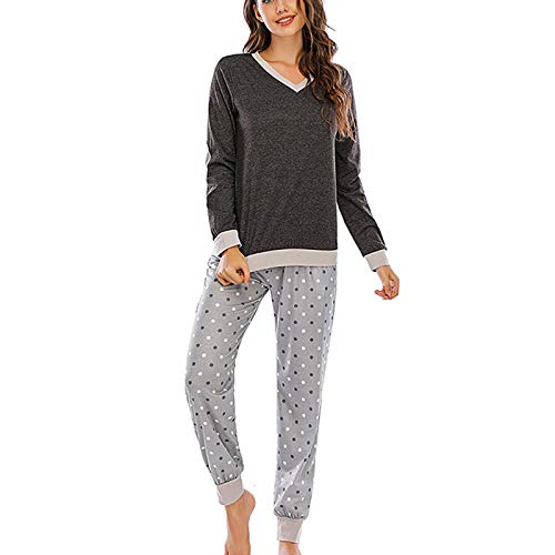 Womens Pajama Set Long Sleeve Solid Lounge Wear Loose Comfortable Home Sleep wear Tops+Pants Set
