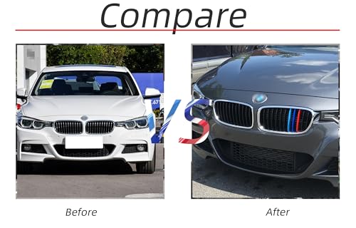 Image of Grille color stripes Compatible with 13-18 F30 3 Series 320i 328d 328i 335i 340i Kidney Grill 11 Beams