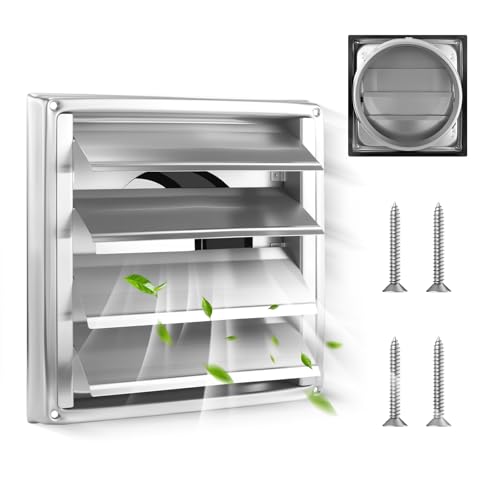 Grille de Ventilation en Acier Inoxydable, 100 mm Grille Aeration, Grille de Conduit d'Aération Murale avec Lamelles Mobiles, Grille d'Aération Rectangulaire...