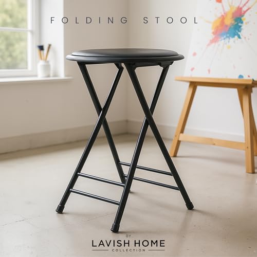 Image of Folding Stool - Portable Backless 24-Inch Stool with 225lb Capacity, Single | Collapsible Counter Bar Stools, Compact Folding Chair, for Kitchen or Rec Room, Camping, Indoor and Outdoor by Lavish Home