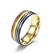 Banemi Modeschmuck Ring Herren, Ringe Design Herren Edelstahl Regenbogenfahne Fingerring Größe 60 (19.1)