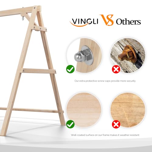 Image of VINGLI 6.9FT Wooden Porch Swing Frame for 5FT Swing, Natural