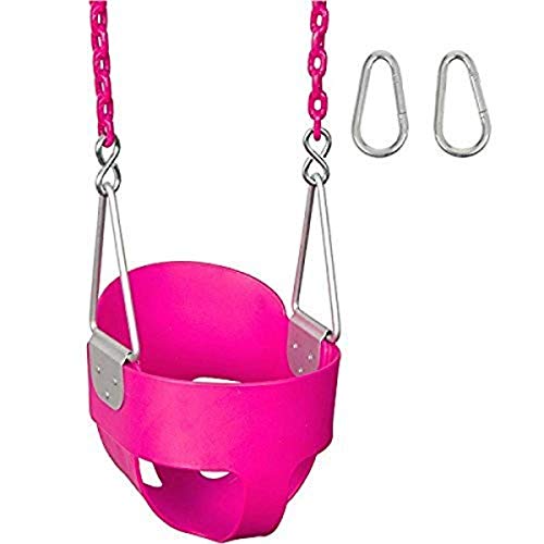 Swing Set Stuff Highback Full Bucket with 5.5' Coated Chain & SSS Logo Sticker, Pink