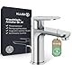 KLUDI-X1 Niederdruck Waschtischarmatur, Auslaufhöhe 95 mm, wassersparender Wasserhahn Bad Größe M, Keramikkartusche, Mischbatterie Waschbecken inkl. 3 Anschlussschläuchen (Boiler Zu-und Rücklauf)