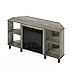 Furinno Jensen Corner Fireplace TV Stand with 4 Open Compartments for TV up to 55 Inches, French Oak Grey