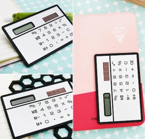 Image of Mini Solar Power Pocket Calculator Portable Mini Calculator for Home Office School (Silver and Black) (3)