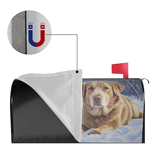 Image of Dujiea Labrador Retriever Dog Mailbox Wrap - Waterproof Magnetic Post Box Cover (Standard Size 21 inch L x 18 inch W) for Garden Yard & Home Decor