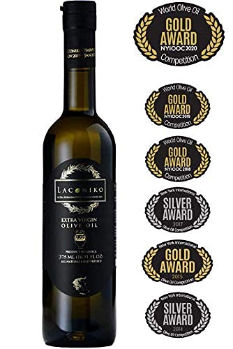 Laconiko Ultra Premium 100% Extra Virgin Olive Oil Value Pack | Cold Pressed | From Greece | KORONEIKI Variety | 2025 Gold Medal Award Winning NYIOOC | (25.4 OZ (2 Bottles of 12.7 OZ))