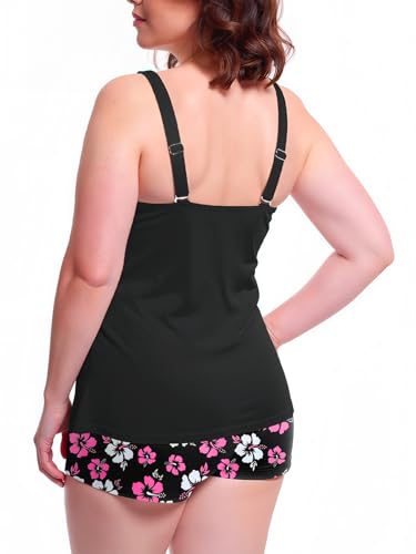 Plus Size Tankini Tummy Control Swimsuits for Women 2025 with Shorts Two Piece Bathing Suits3