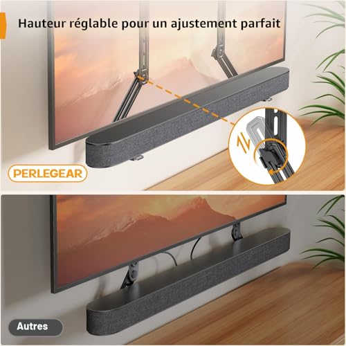 Support barre de son universel avec plaques d'extension amovibles pour charge 6,8 kg - 4
