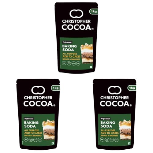 Image of Christopher Cocoa Baking Soda All Purpose 1Kg (Bake Cakes, Cookies, Breads, Brownies) (Pack of 3)