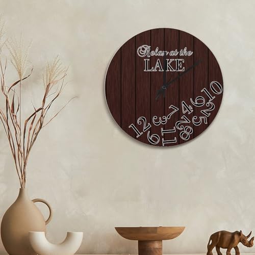 Horloge murale en bois style rustique de 38 cm, idée cadeau maison