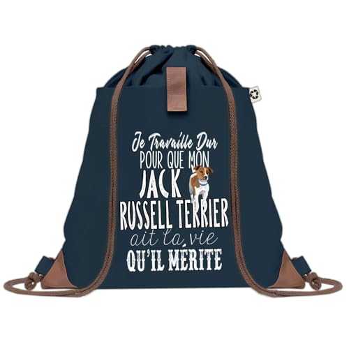 Sac de sport bleu motif chien grand format cabas de courses coton