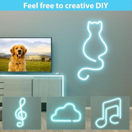 Image of 16.4 Feet Neon LED Strip Light | 12V Adapter, Waterproof IP65, Silicone Flexible Rope Light for Home Wall Decor & Gaming Room| Led Strip Lights | Neon Lights 5 Meter | (ICE Blue)
