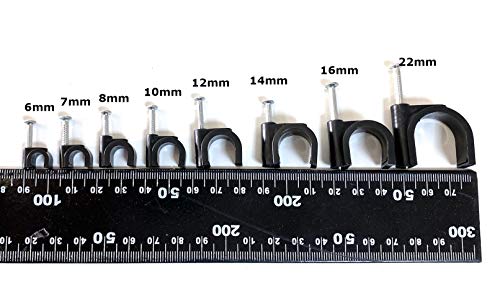Kabelschellen Nagelschellen für Kabel 16mm, Schwarz 50 Stück