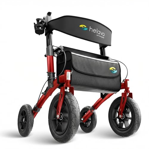 Image of Helavo All Terrain Walker, 12 inch Solid Rubber Tires, Outdoor Rollator Walker