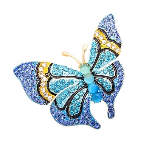 Sophisticated Butterfly Brooch with Colorful Crystals Alloy Lapel Pin Women's Breastpin Fashion Clothing Accessory Colorful Rhin