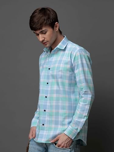 Image of NoseQueen Men's Checked Cotton Shirt | Full Sleeve Regular Fit Casual Shirt for Men | Soft Breathable Checkered Shirt