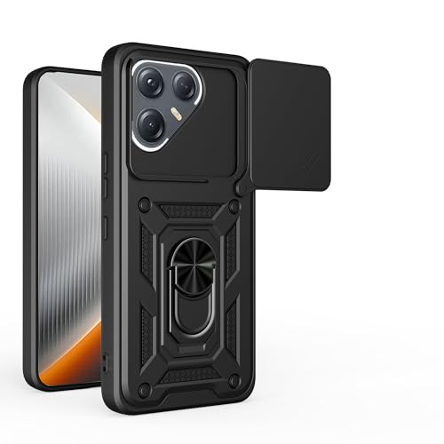 Kukoufey Compatible with Tecno Pova 7 Ultra 5G Case Cover,with Slide Camera Lens Cover Compatible with Tecno Pova 7 Ultra 5G LJ9 Cell Phone Protective Case Black
