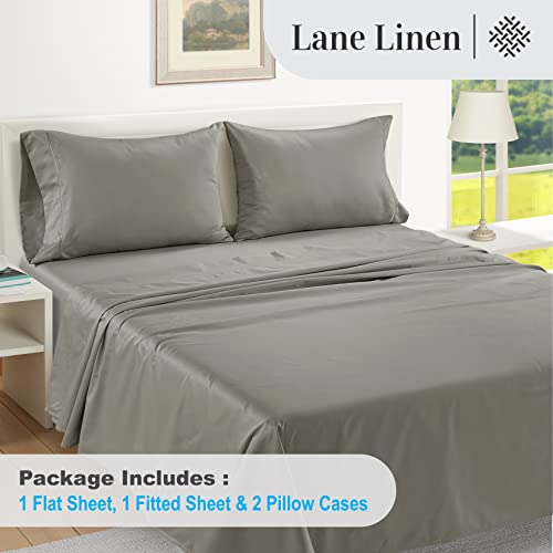 Lane Linen 100% Egyptian Cotton Bed Sheets - 1000 Thread Count 4-Piece Charcoal Full Set Bedding Sateen Weave Luxury Hotel 16" Deep Pocket (Fits Upto 17" Mattress) #TOP3