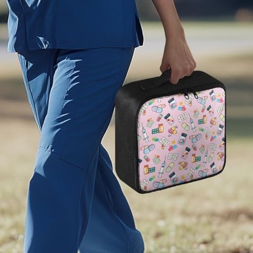 Image of Gomyblomy Pink First Aid Kit Empty Emergency First Aid Kit Bag for Cars Home Travel Medium Medicine Bag Portable Medical Supplies Organizer Pouch for Hiking Camping Outdoors