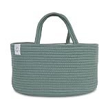 Natemia Rope Diaper Caddy Organizer - Portable Nursery Storage Bin and Car Travel Organizer - Tote B