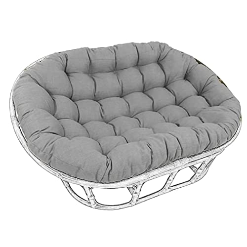 TDHLW Papasan Four-corner arc Chair Cushions,Rattan Swing Chair Pads,Double Papasan Chair,Patio Indoor Outdoor Egg Chair Cushion,Outdoor Waterproof Papasan Chair Cushion with Ties,Gray,66.92*47.24inch