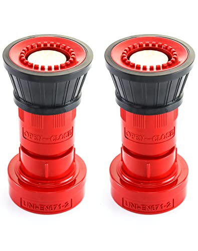 Image of QWORK Fire Hose Nozzle, 2 inch Heavy Duty NPSH /NPT Thermoplastic Constant Flow Fog Nozzle, Fire Equipment, 2 Pack