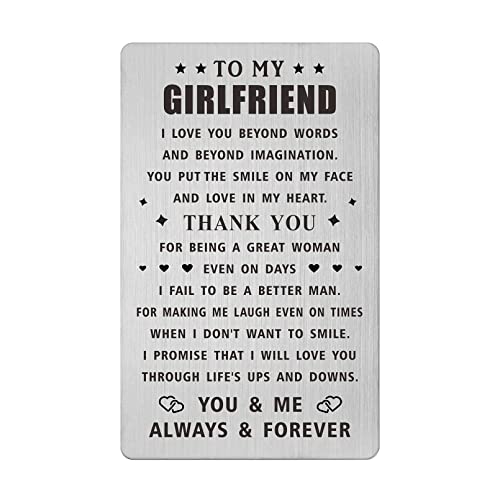 Emideary I Love You Beyond Words Greeting Card - Valentine's Day Gift for Girlfriend - Cute Wallet Card, Stainless Steel, Permanent Engraving