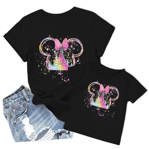 Image of Magical Shirts Women Girls Family Vacation Matching Shirt Magic Kingdom T-Shirt Mommy and Me Trip Short Sleeve Tops