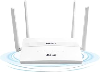 KuWFi Dualband 4G Router With SIM Slot, 750Mbps 4G LTE CPE Router, WiFi Router with 5.8GHz and 2.4GHz, 2 LAN Ports, With 4 External High-gain Antennas, Supporting UP to 32 Users