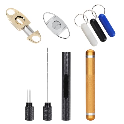 NEEDONE Cigar Cutter, Cigar Punch Cutter, 2-in-1 Cigar Draw Enhancer Tool, Cigar Tube, Cigar Accessories, Gifts for Men