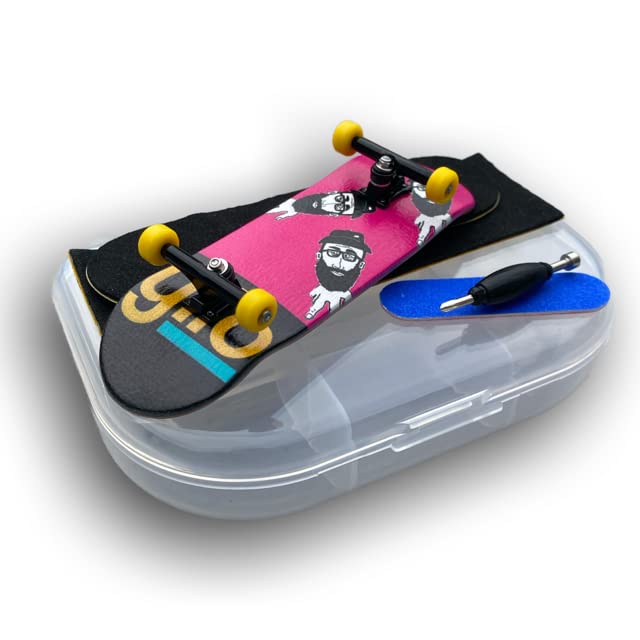 Yllo WhytMyk Complete 5 Ply Wood 100mm x 33mm Fingerboard with Upgraded 32mm Trucks, Lock Nuts, CNC Wheels