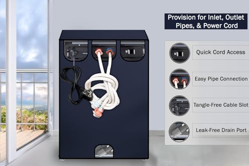 Image of Wings Star Waterproof Top Load Fully Automatic Washing Machine Cover for 8 Kg, 8.5 Kg, 9 Kg, 9.5 Kg (Blue) - 63 x 63 x 93 cms