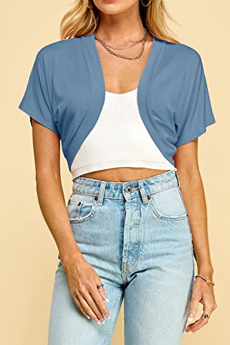 Image of Lock and Love Women's Versatile Open Front Lightweight Short Sleeve Bolero Shrug
