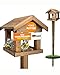 mit günstig Kaufen-STAHLMANN® Vogelhaus [FÜR ALLE VOGELARTEN] - inkl. 1 KG Vogelfutter - Vogelhaus mit Ständer wetterfest & langlebig - sicheres Futterhaus für Vögel 1,10 m hoch (kippsicher)