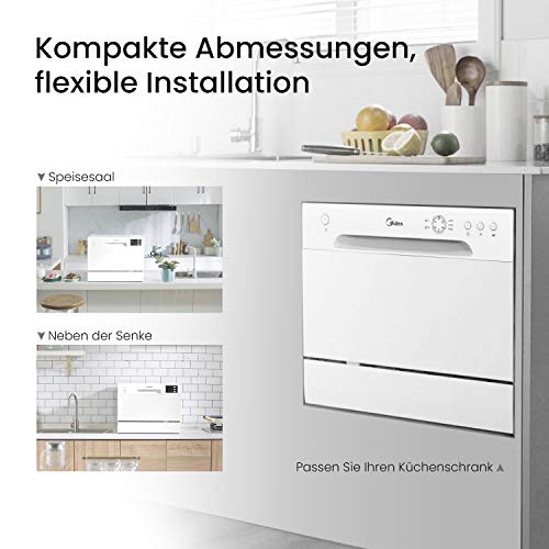 Comfee CTG 556N tafelvaatwasser, kleine afwasmachine, keuze uit 6 couverts, 6 spoelprogramma's, 61 kWh/100 cycli, 1820 l/jaar, wit - Image 5