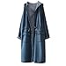 Produktbild Auiyut Damen Lange Jeansjacke Denim Jacke Freizeit Parka Trenchcoat mit Kapuze Jeansmantel Schlank Kapuzen Pullover Lange Ärmel Outerwear Jeansmantel Taste Trenchcoat Mode Streetwear