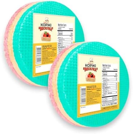 Wafer Sheets Pack of Nine Round Tort Wafers Green White Pink 3.2oz (90g) (Pack of 2)
