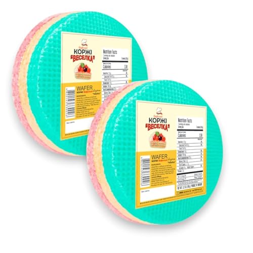 Wafer Sheets Pack of Nine Round Tort Wafers Green White Pink 3.2oz (90g) (Pack of 2)