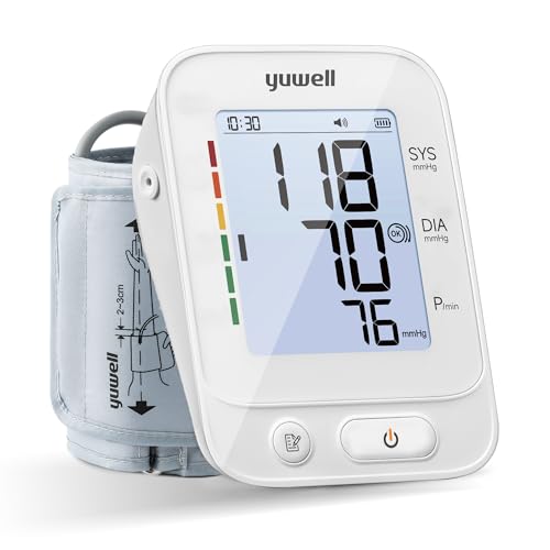 Image of yuwell Blood Pressure Monitor, Large Upper Arm Blood Pressure Cuff, Digital Blood Pressure Machine for Home Use, Large Backlit Screen Display, Stores 199 Readings, Voice Broadcasting with Batteries