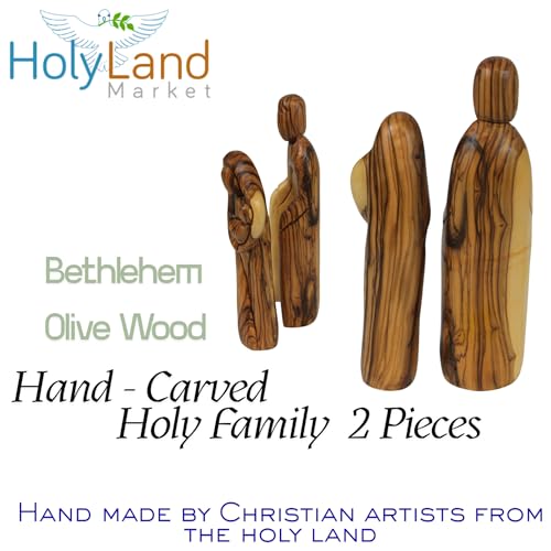 Estatua de la Sagrada Familia tallada en madera de olivo 20.57 cm miniatura 4