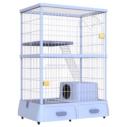 YLLSMGS 猫ゲージ ゲージ 猫 大型猫用ケージ 猫 ゲージ 多階式猫用囲い ゲージ 猫 金属製猫小屋 ケージ猫 ネコ ゲージ 頑丈な DIY ペットケージ トイレボックス付き ケージ猫 キャスター付き 1〜3 匹の猫 チンチラ ハリネズミ ウサギ用(