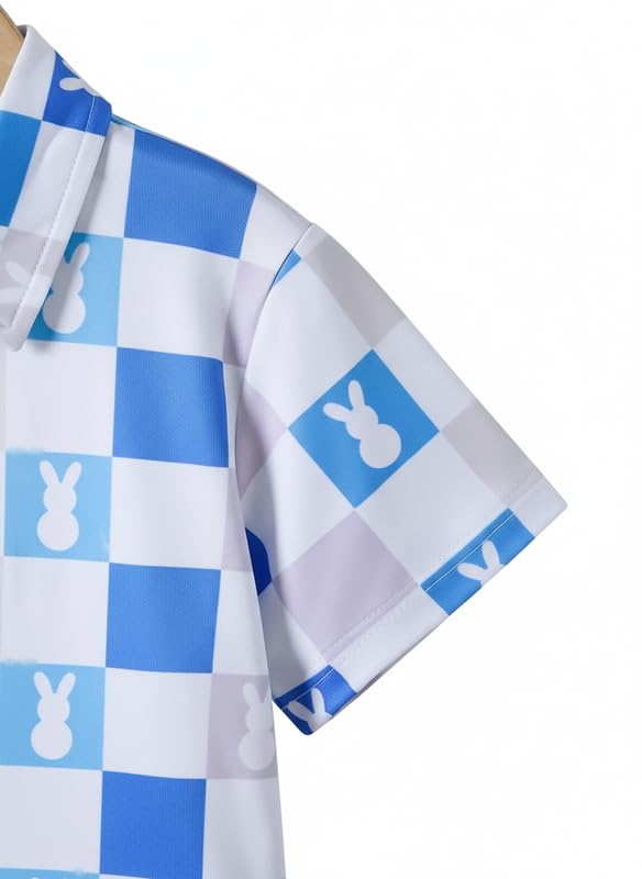 Image of Kids Easter Pattern Multi-Colored Printed Short Sleeve Button-Up Polo Shirt for Boy