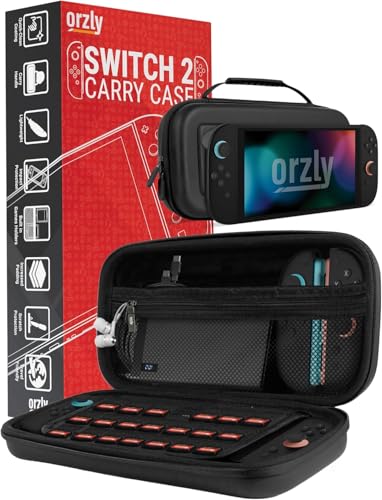 Orzly Funda de Transporte para Consola Nintendo Switch 2 2025 de 7.9 Pulgadas, Funda rígida con Almacenamiento Inteligente para Accesorios y Bolsillos de Juegos, edición de Caja de Regalo (Switch