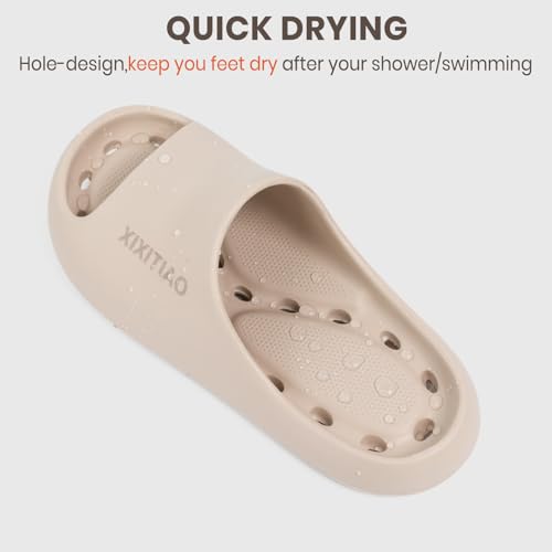 XIXITIAO Shower Shoes for Women Men,Non-Slip Pool Slides,Quick Drying Shower Slippers,Lightweight Shower Sandals with Drain Holes for College Dorm, Beach, Bathroom & Gym3