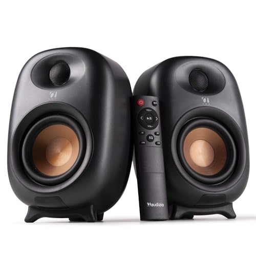 Audizio RS80 Active Bookshelf Studio Monitor Speakers 160W – Bluetooth 5.0 Wireless Hi-Fi Audio, 4” Woofer, DSP Modes, Optical/RCA/USB Inputs, TV/PC/Gaming/Home Studio/DJ Monitors
