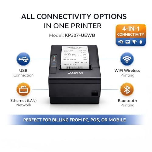 Image of 80mm Thermal Receipt Printer PSF811-UEWB | USB+LAN + WiFi+ BT | Heavy Duty Auto Cutter | Fast Billing Printer for Restaurant, Retail, POS, KOT & Token Printing (PSF811-(USB+LAN+WiFi+BT))