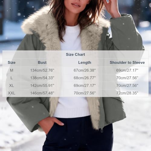 Puffer Jacket for Women with Faux Fur Lapel Fall Winter Warm Padded Coats - image 6